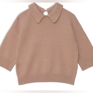 Deux Par Deux  3/4 Sleeve Knitted Top in Beige - Kids Size 8